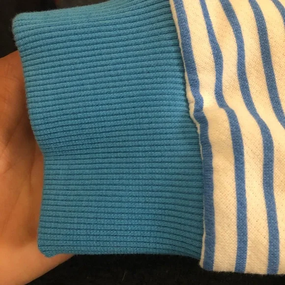 Adidas Blue and White Striped Pullover Hoodie - Picture 12 of 12